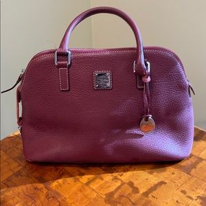 Pebble Grain Dooney & Burke Zipped Satchel in Burgundy